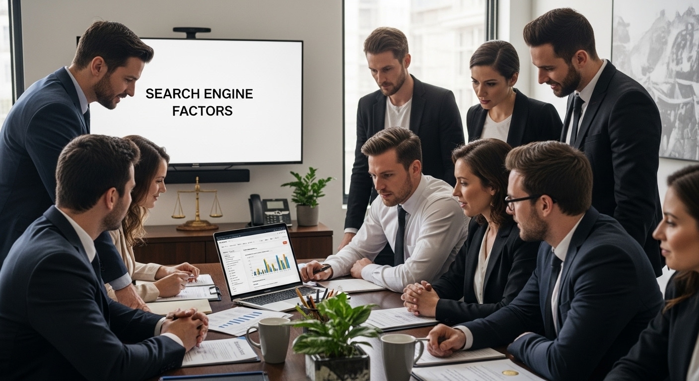 lawyers looking at power point of search engine factors