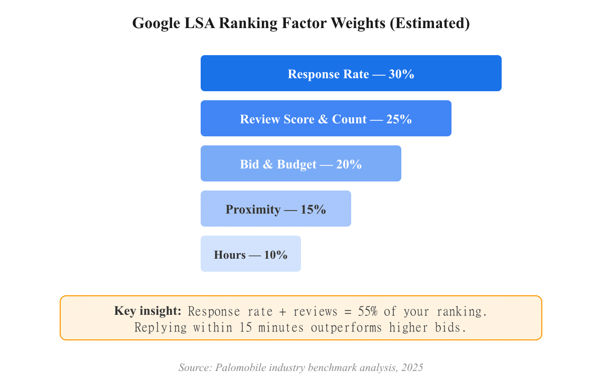 Google LSA ranking factor weights chart